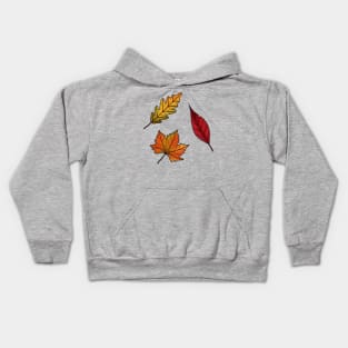 Three Speckled Autumn Leaves Kids Hoodie